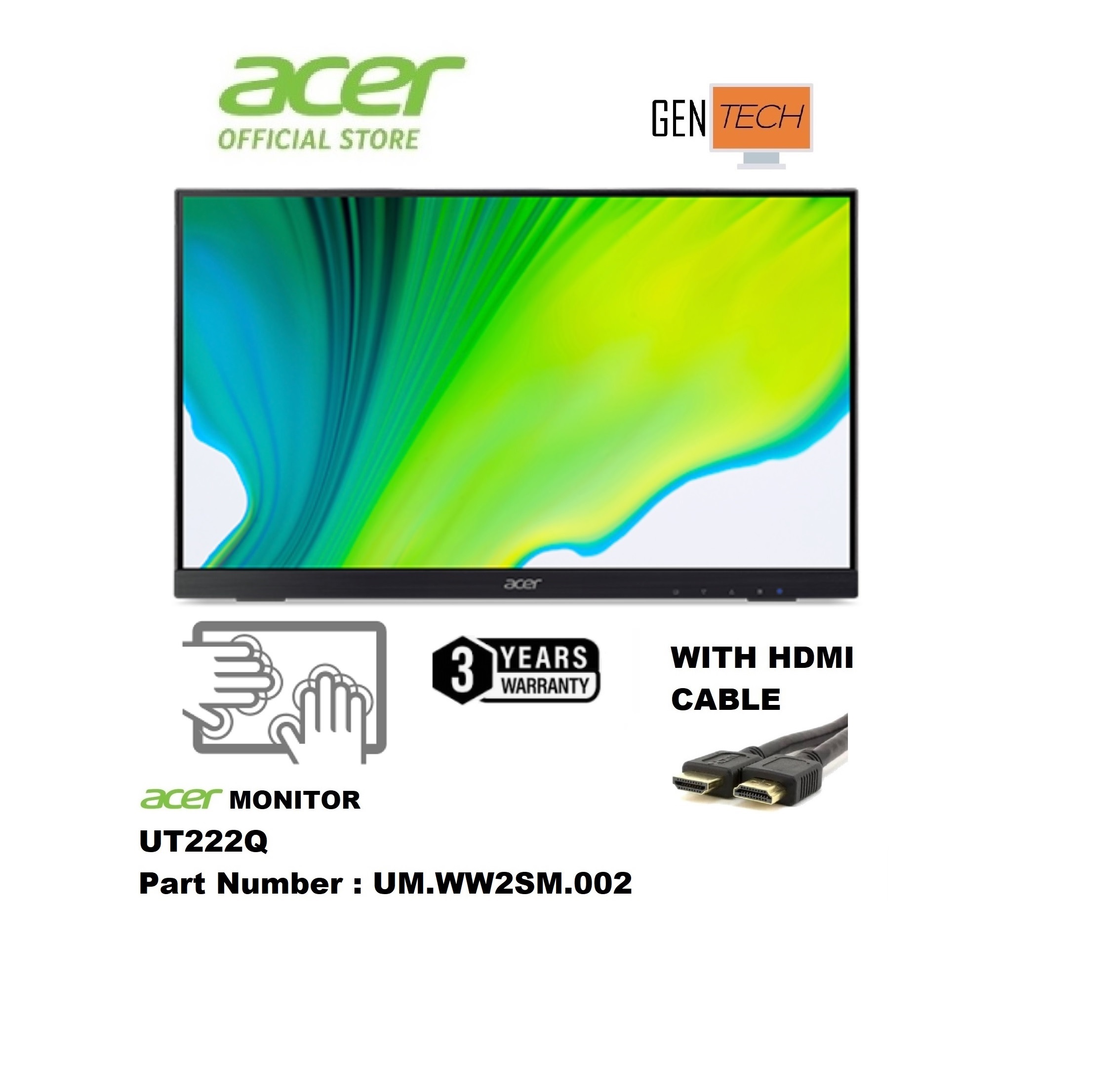 (Pre Order) Acer UT222Q 21.5” Full HD (1920 X 1080) 10 Point Touch ...