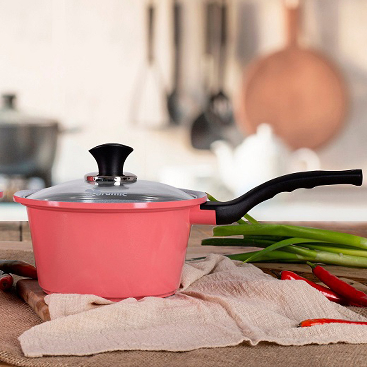 Rẻ vô đối - Nồi đúc / Quánh ceramic Ecoramic Hàn Quốc cao cấp 1 tay cầm 18 cm
