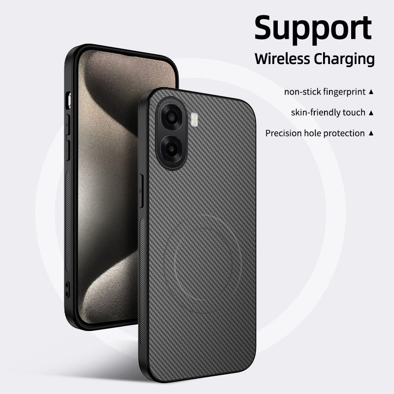 Phone case For OPPO A6X Back cover Car Mount Magnetic Suction Wireless Charging Hard Shell Shock Absorption Fashionable Texture Design for Oppo A6X Cover cases