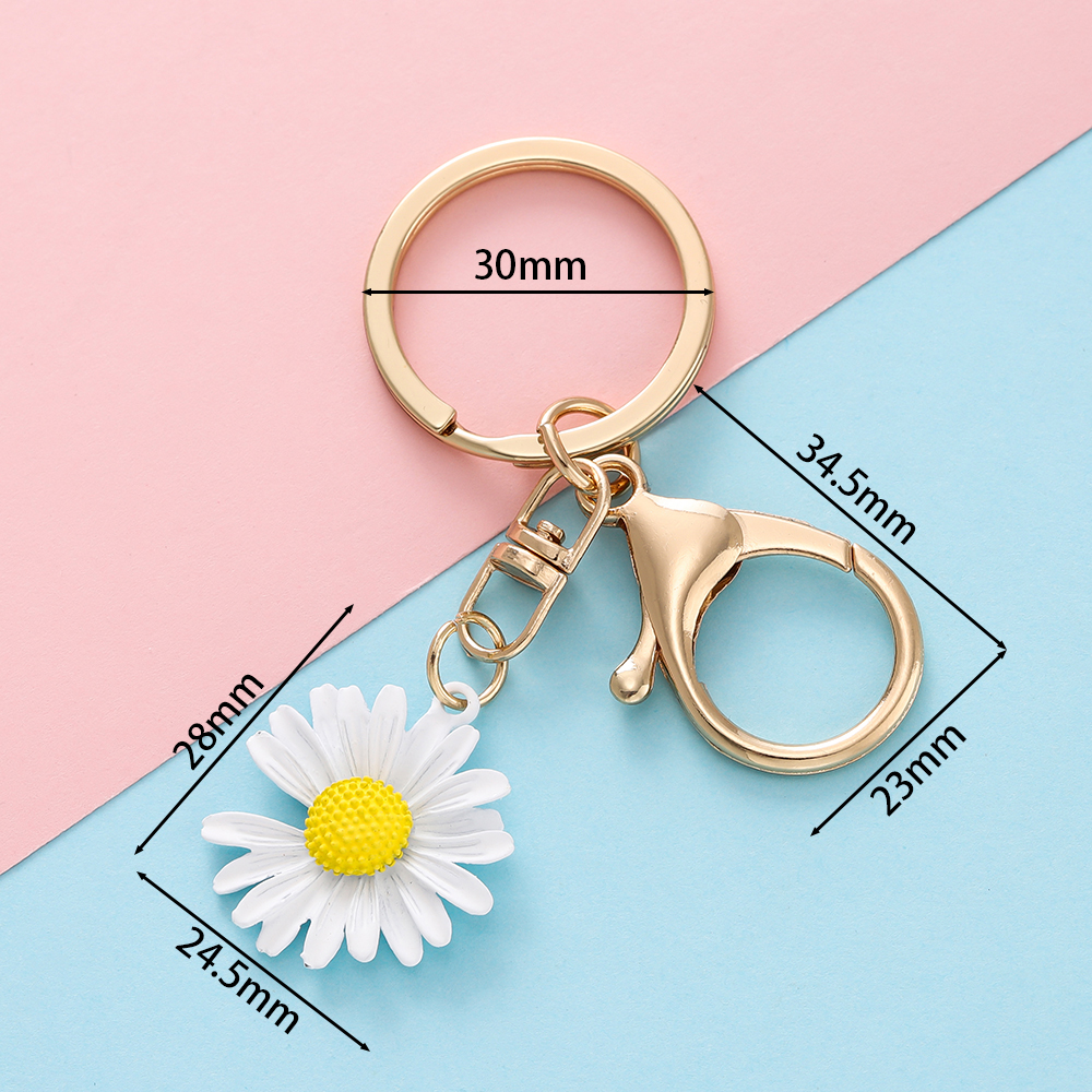 St.kunkka 1pcs Alloy Notched Flower Keychain Colorful Daisy Charm Pendant For Diy Car Keychain Accessories Gifts.
