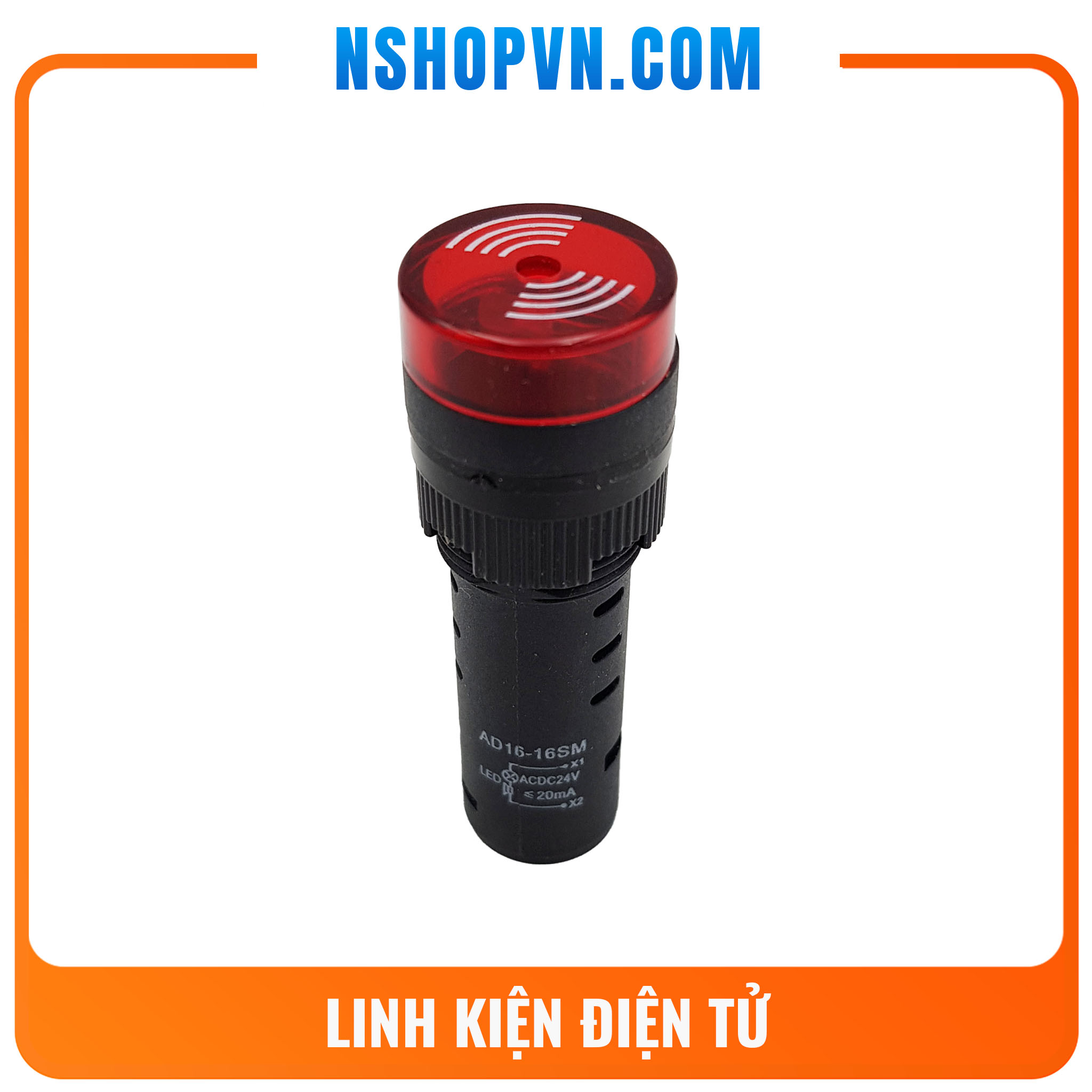 Đèn báo có còi ad16-16sm màu đỏ 24v