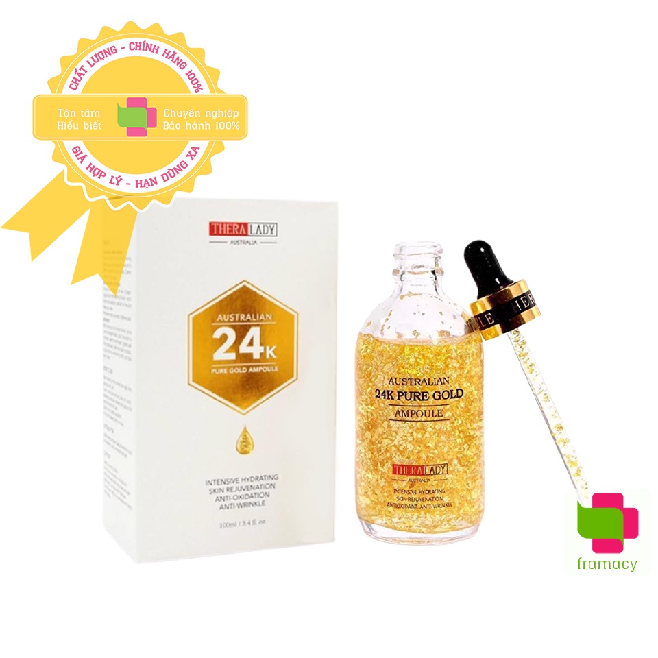 Bộ sản phẩm tinh chất vàng Thera Lady Australian 24k Pure Gold Ampoule, Úc dưỡng da cho người trên 25 tuổi