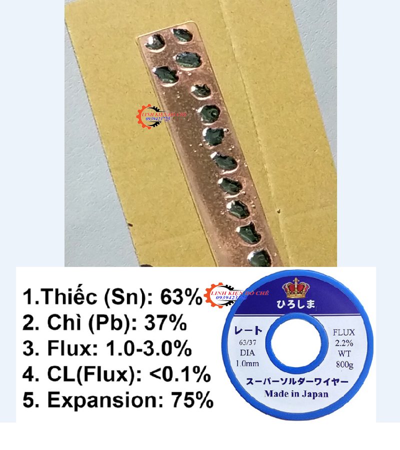 Thiếc hàn chì hàn cao cấp SN63% siêu bóng siêu nhẹ lửa 0.8mm x 4M