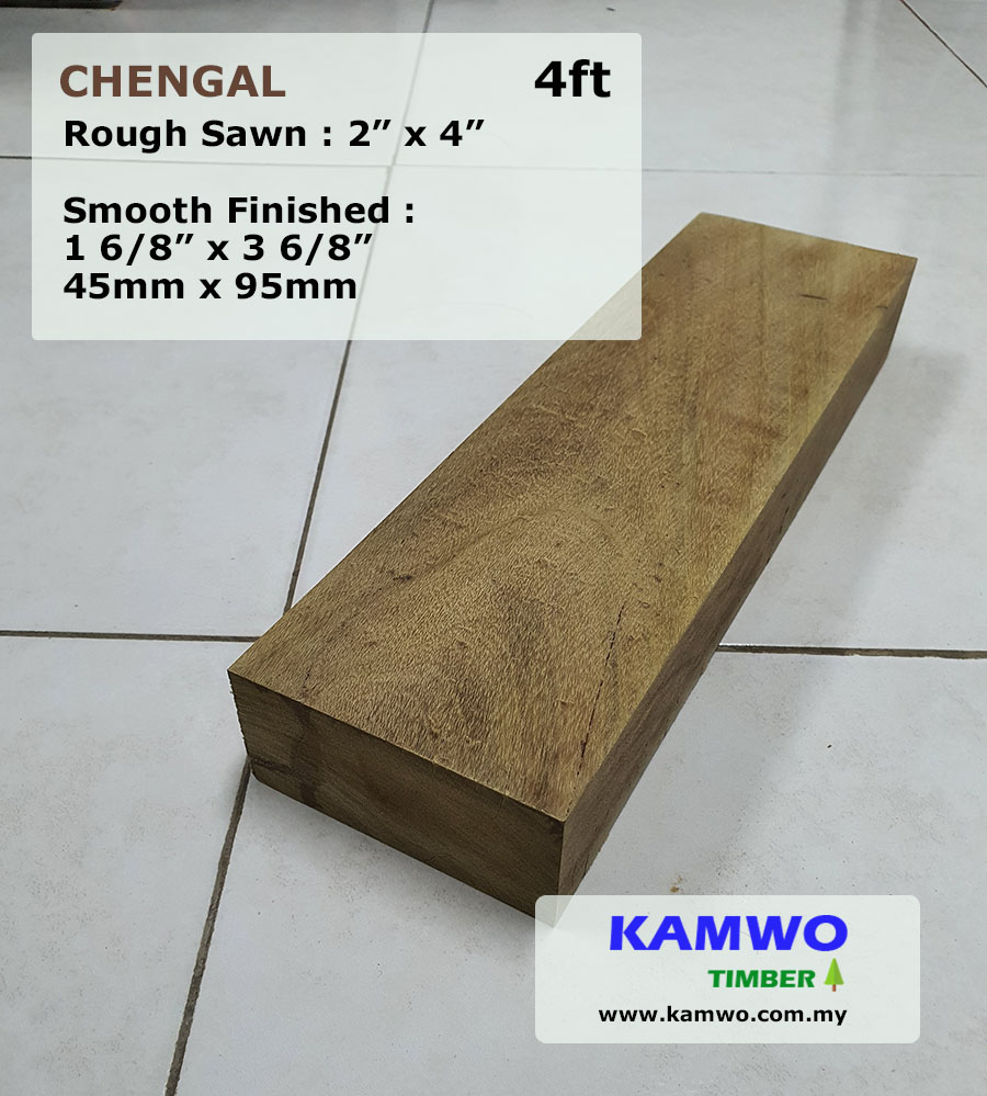 Chengal Timber (Rough, S4S, E4E, E2E) 2" x 4" x 4ft ( Kayu Cengal