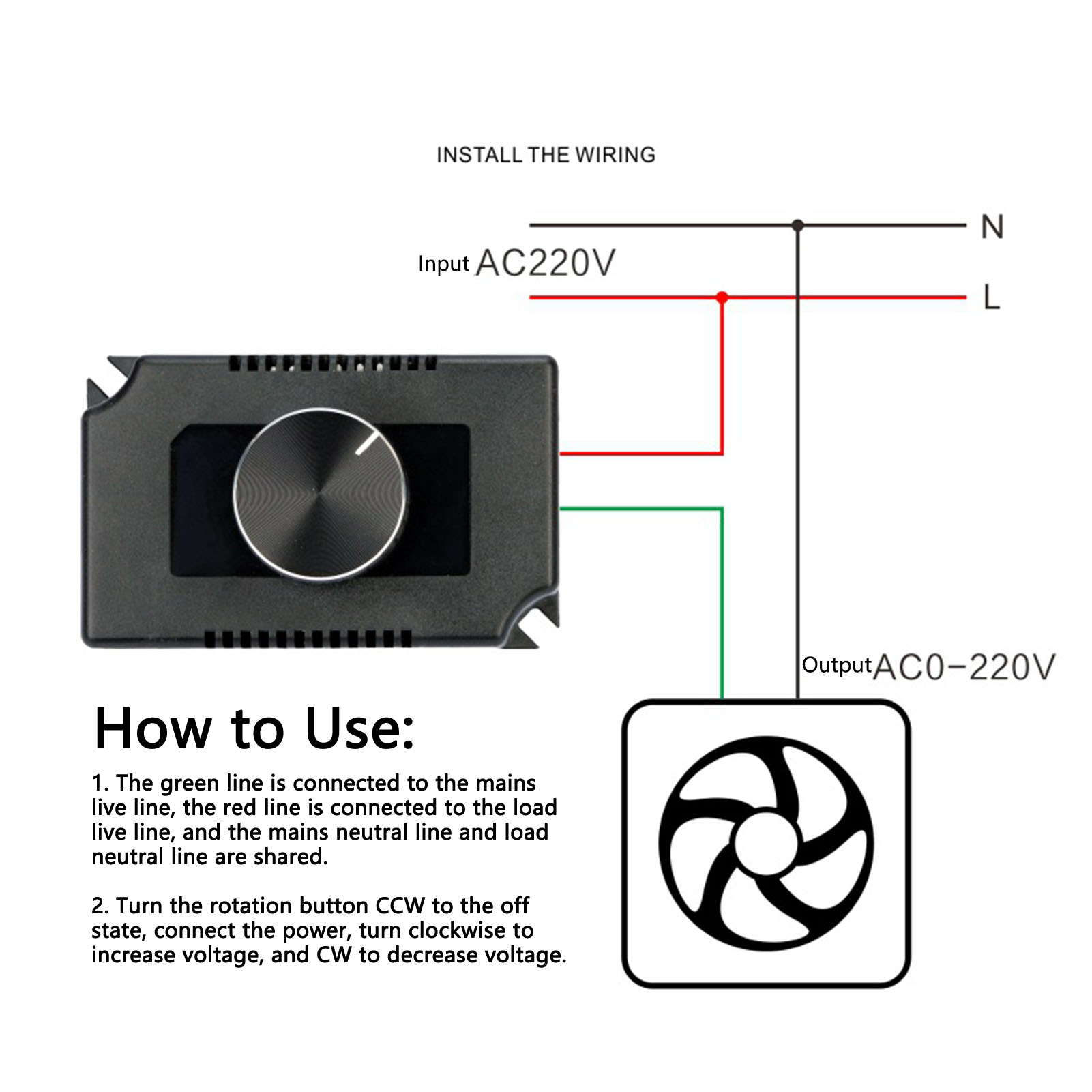 Motor Speed Regulator Variable Motor Speed Controller Durable Stepless Wide Application AC 220V Input Stable Operation for Bulb
