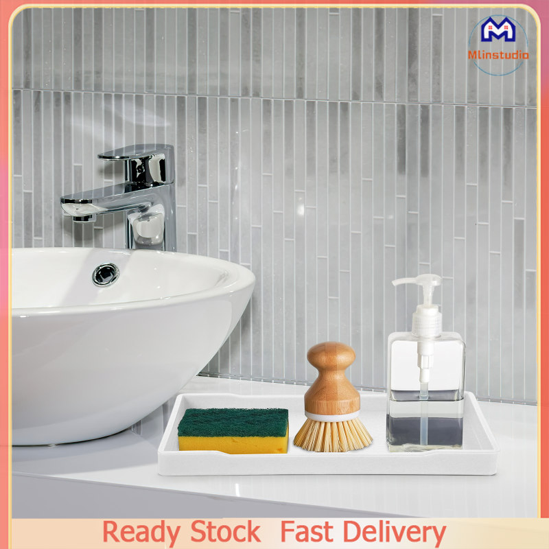Mlinstudio Rectangle Bathroom Countertop Tray Dressing Table Melamine Jewelry Holder Towel Storage