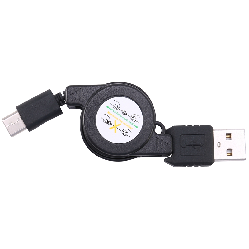 Usb type c usb 3.1 retractable cable charger charging type-c usb-c cable black