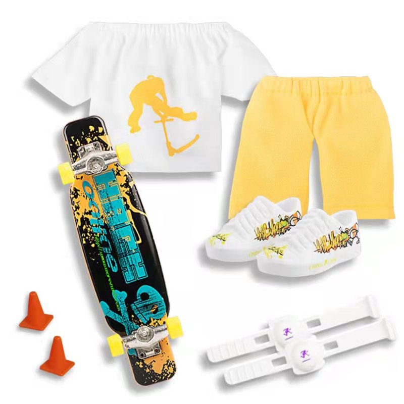 Finger Toy Set Fingerboard Shoes And Pants Finger Skateboard With Shoes Finger Skate Board Mini Skateboard Mini Scooter