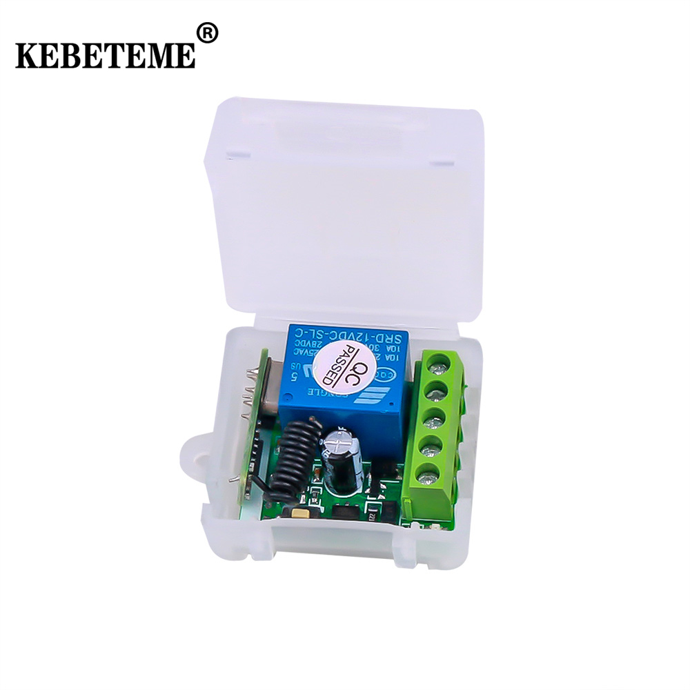 KEBETEME 12V 1ch 433Mhz Wireless Remote Control Switch Receiver Relay Module Code Learning Remote Transmitter
