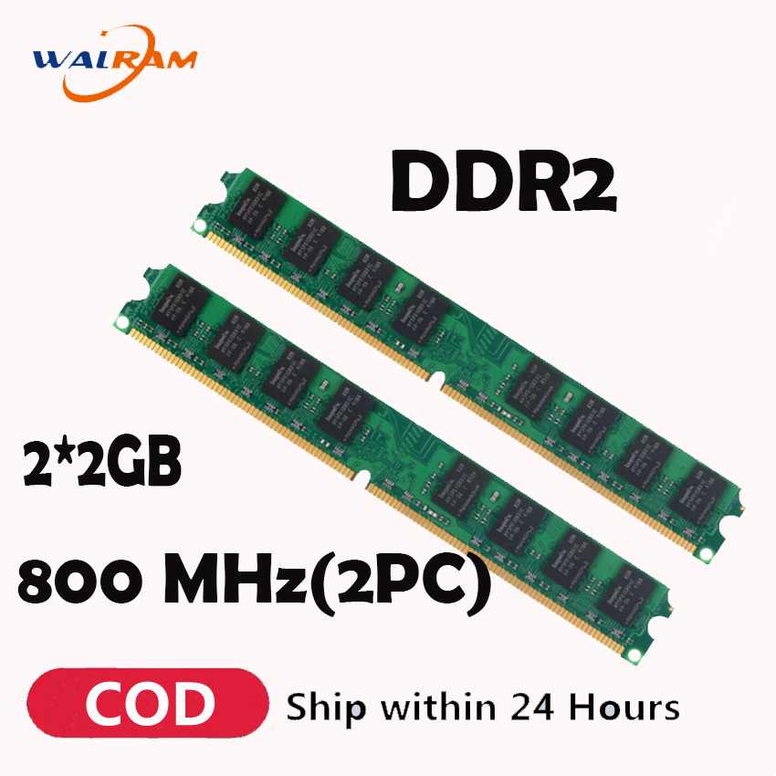 Walram RAM 4GB (2X2GB) 2PCS DDR2 800MHz PC2 6400U 240PIN DIMM PC Máy Tính Để Bàn Bộ Nhớ Mật Độ Thấp RAM