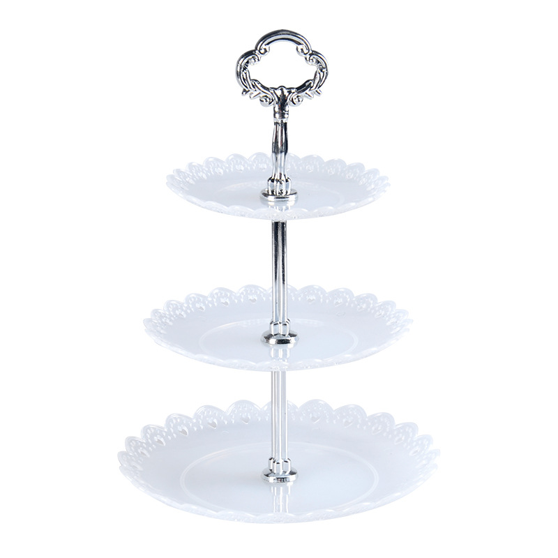 Fruit tray European-style dessert table Fruit tray Three-layer cake stand snack stand Wedding party candy tray Plastic dry fruit tray Plastic