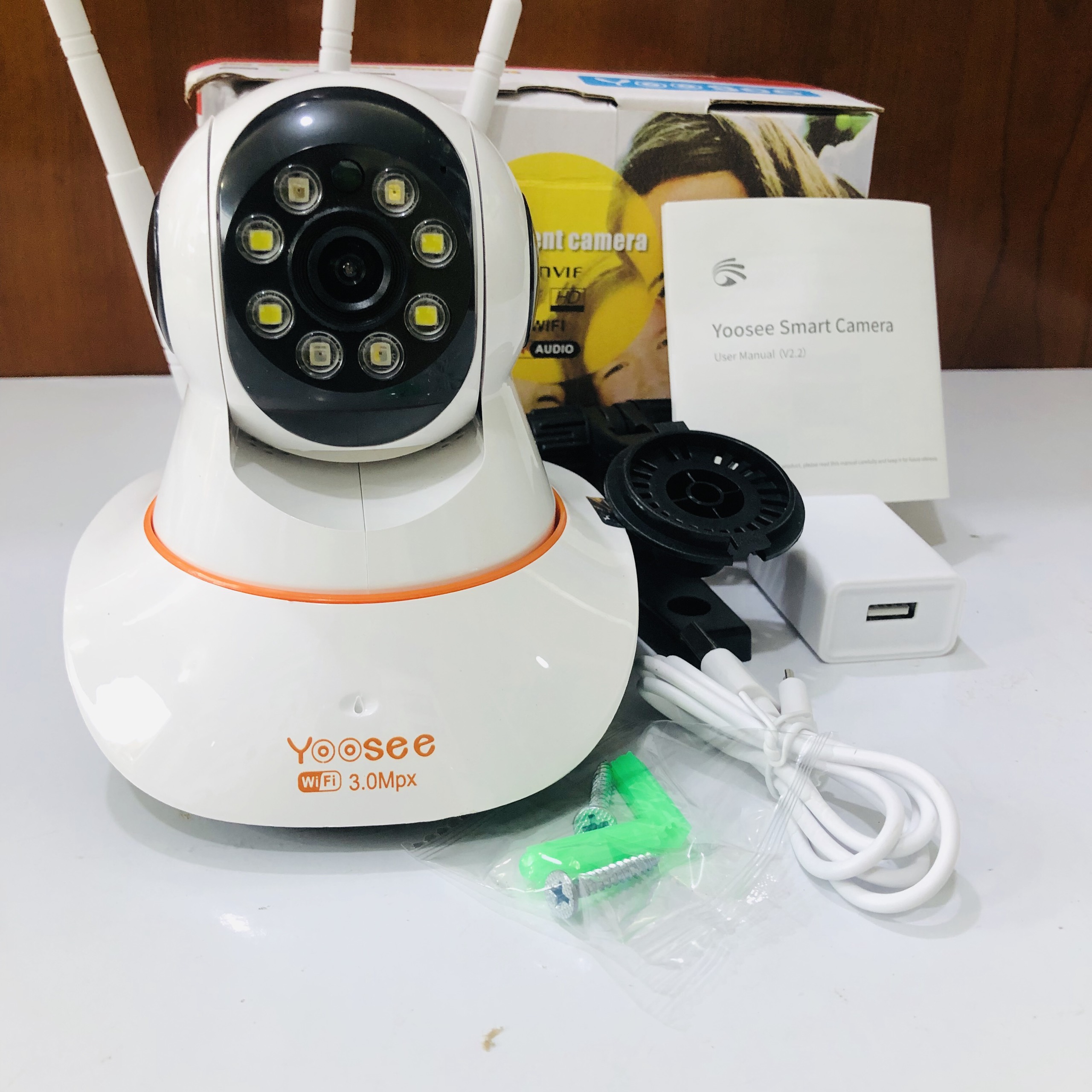 Camera Yoosee 3.0 Mp - QuadHD 2K 3 ăng ten xoay 360 độ