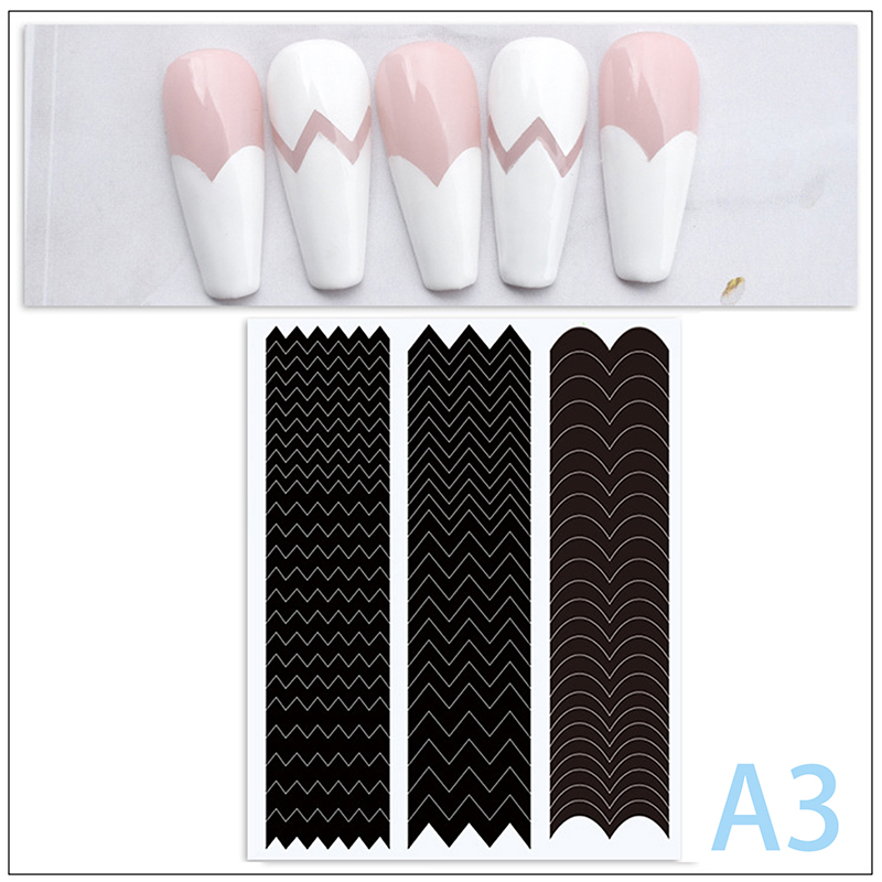 French Manicure Edge Auxiliary Nail Sticker Moon V Self-Adhesive Nail Tip.