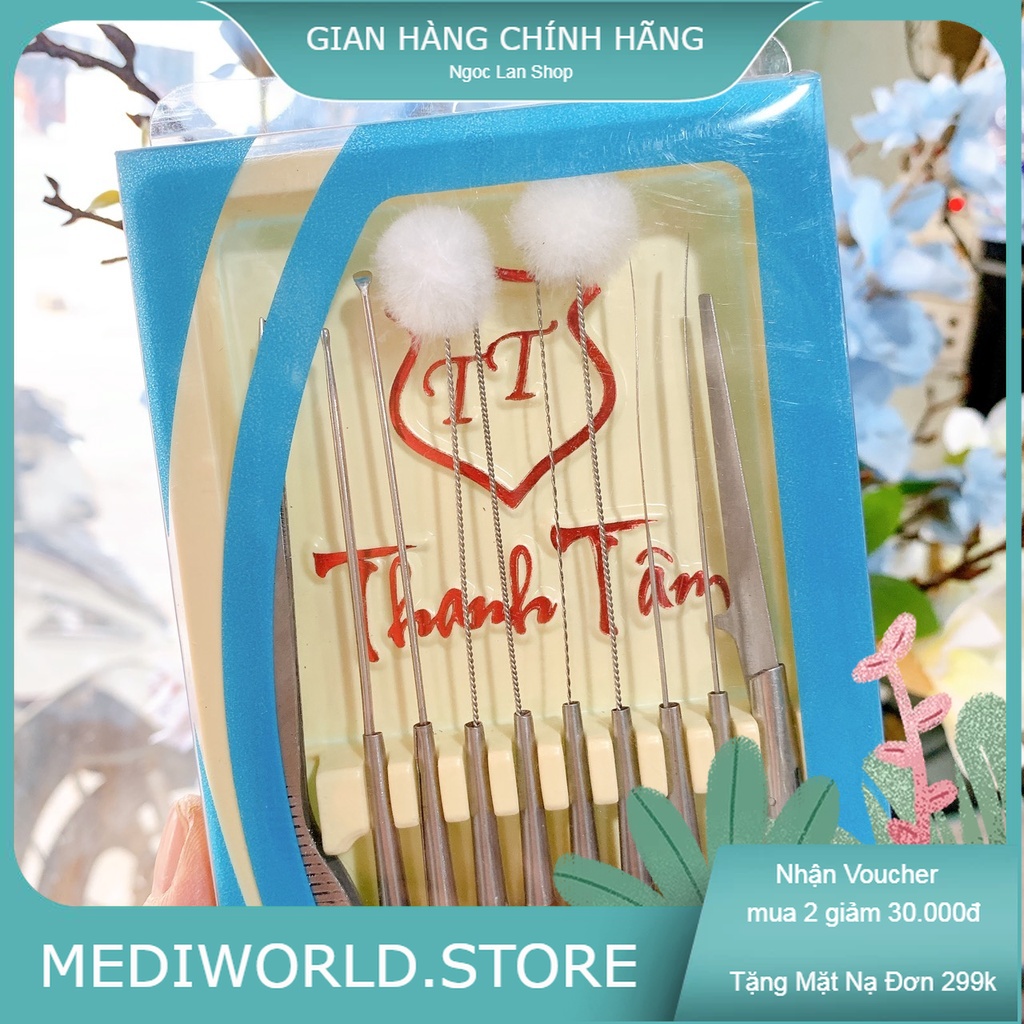 Bộ lấy ráy tai Thanh Tâm cao cấp, 10 món, cán gỗ không phai màu, - Mediworld.store