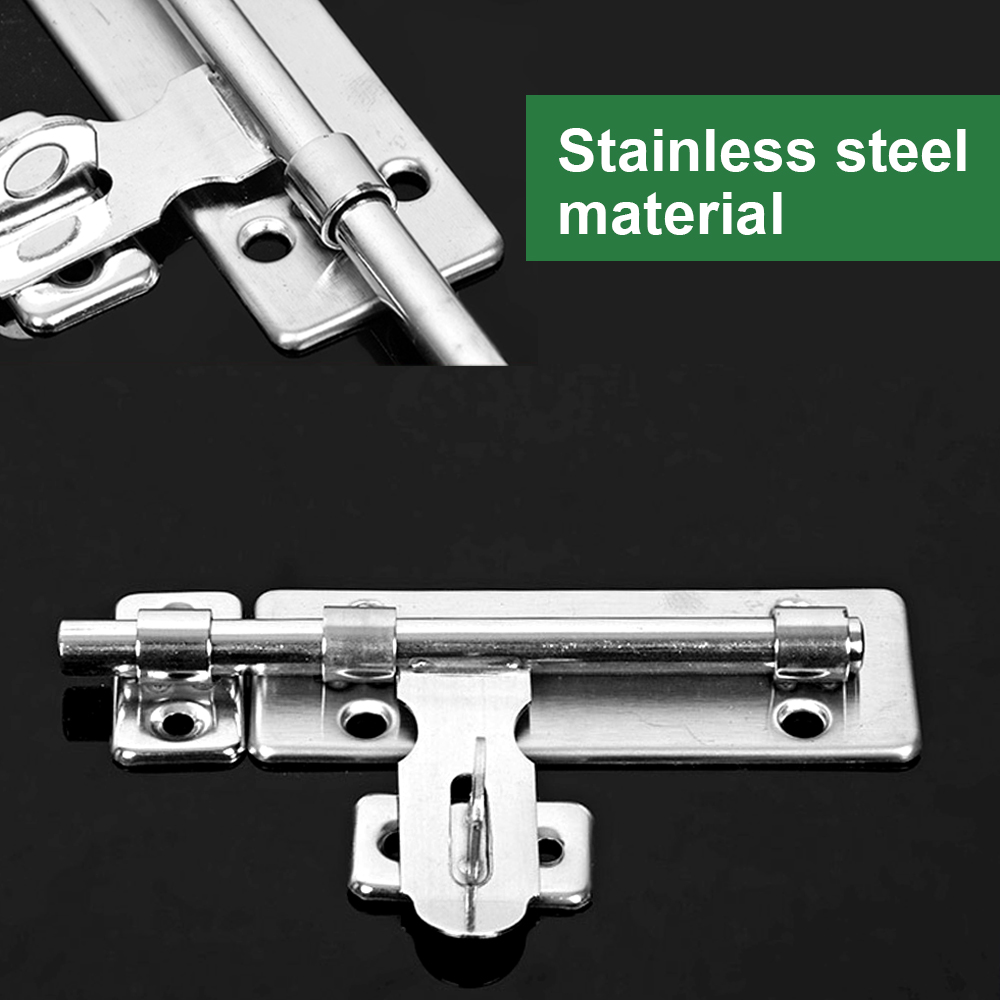 4 Inch Hardware Door Lock Stainless Steel Bolt Latch Padlock Clasp Set ...