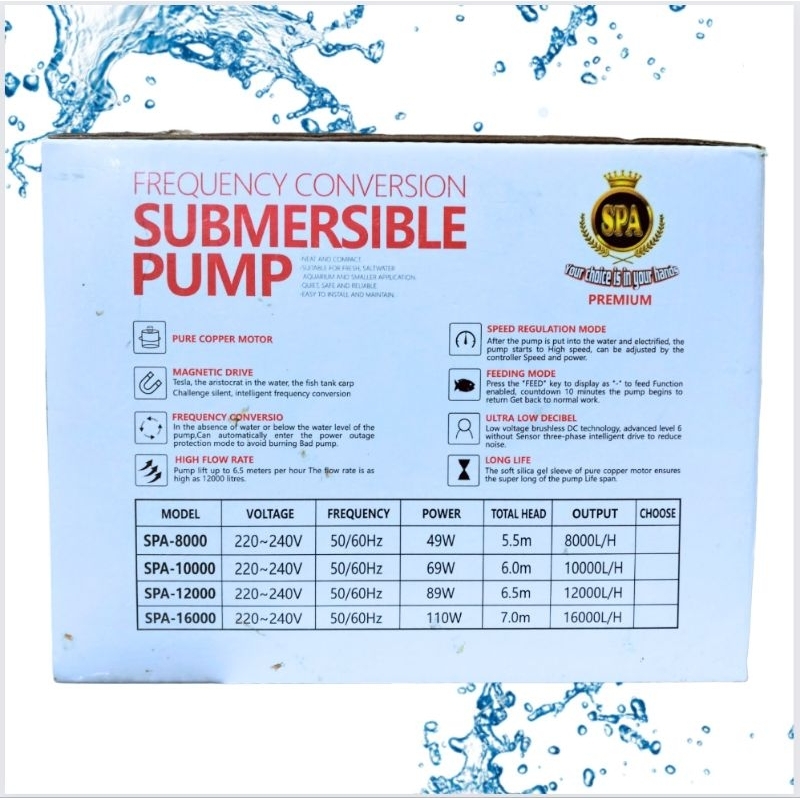 SUBMERSIBLE PUMP SPA 8000 Pompa kolam aquarium