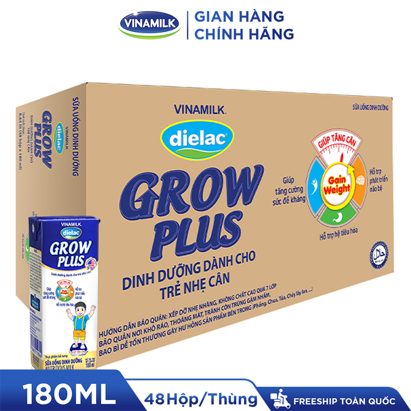 Thùng 48 hộp Sữa bột pha sẵn Dielac Grow Plus ( Xanh) 180ml thumbnail
