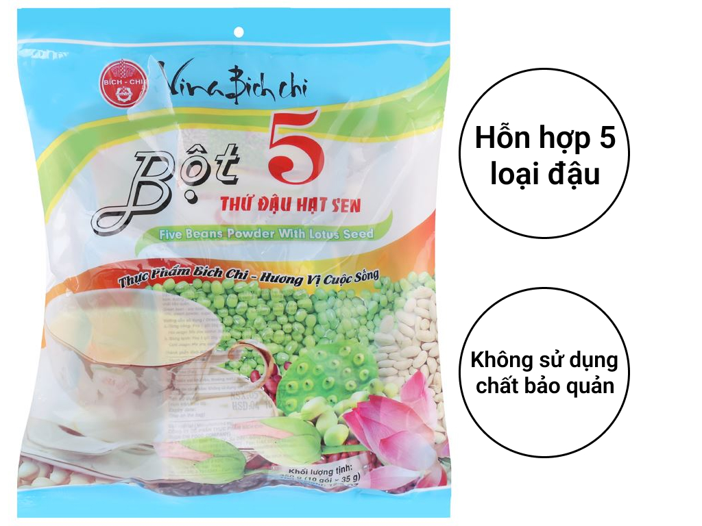 Bột 5 thứ đậu hạt sen Bích Chi bịch 350g - 09148