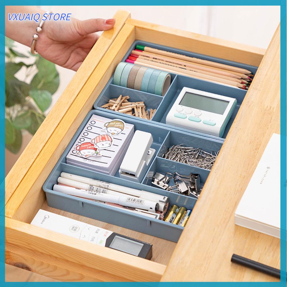 VXUAIQ STORE Multi-Purpose Stationery Container Compartment Drawers Storage Box Divide Drawer Organizer Cosmetics Tray Divider Desktop Storage Bin