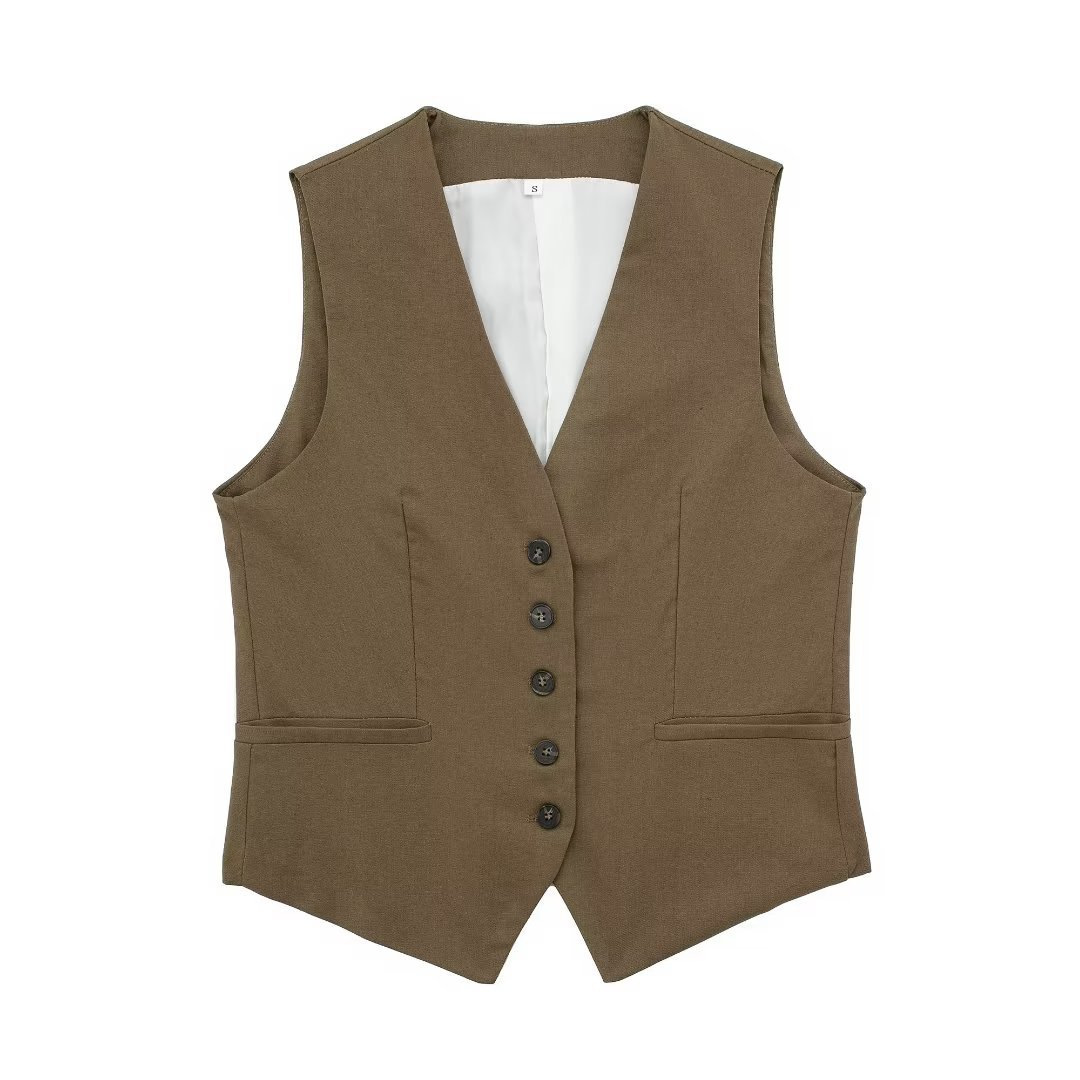 Quần áo nữ Linen Blend Clone Vest+Quần short Set