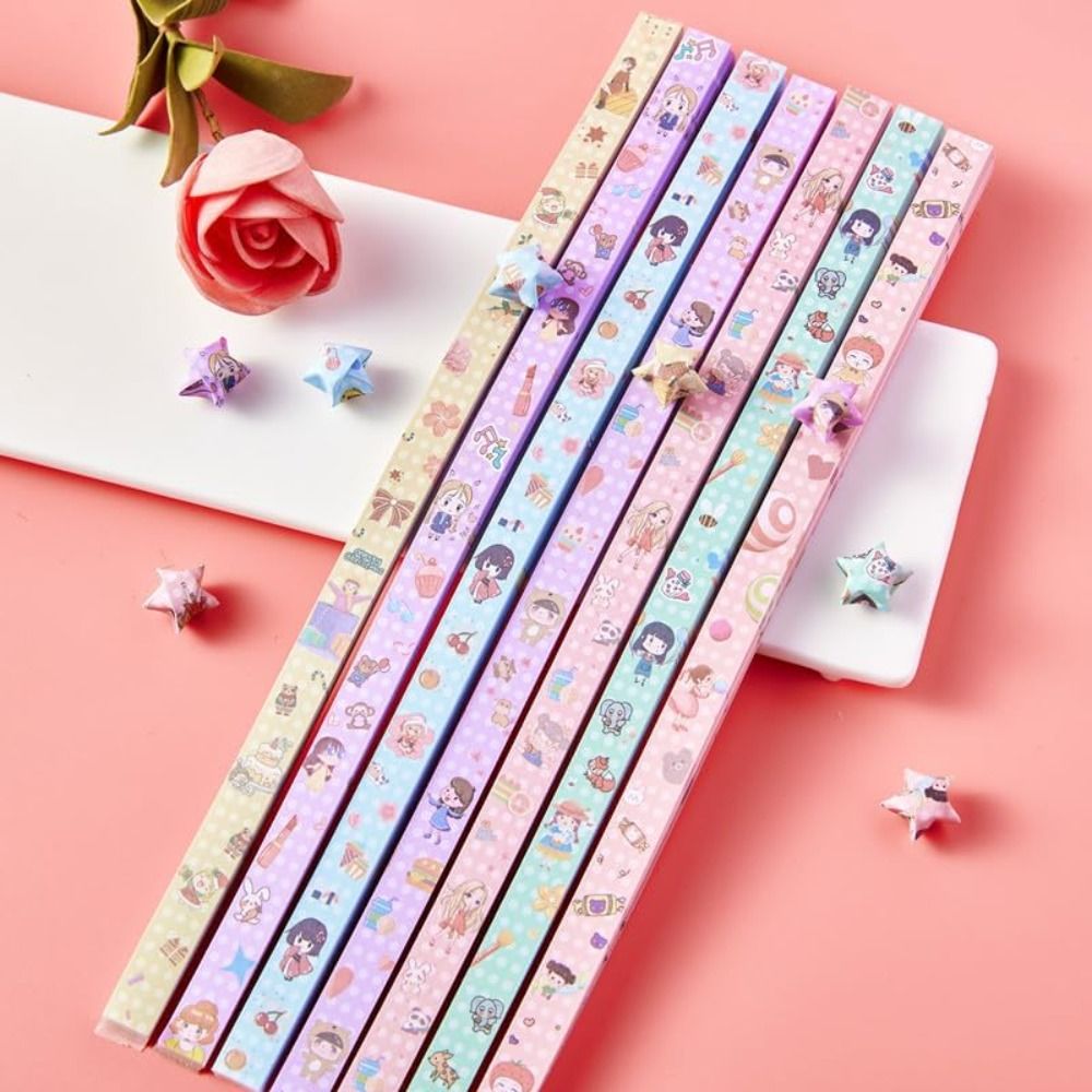 540 Sheets Colorful Star Origami Paper Cartoon Single Sided Star Paper Strip DIY Best Wishes Folding Star Kids Gift. 