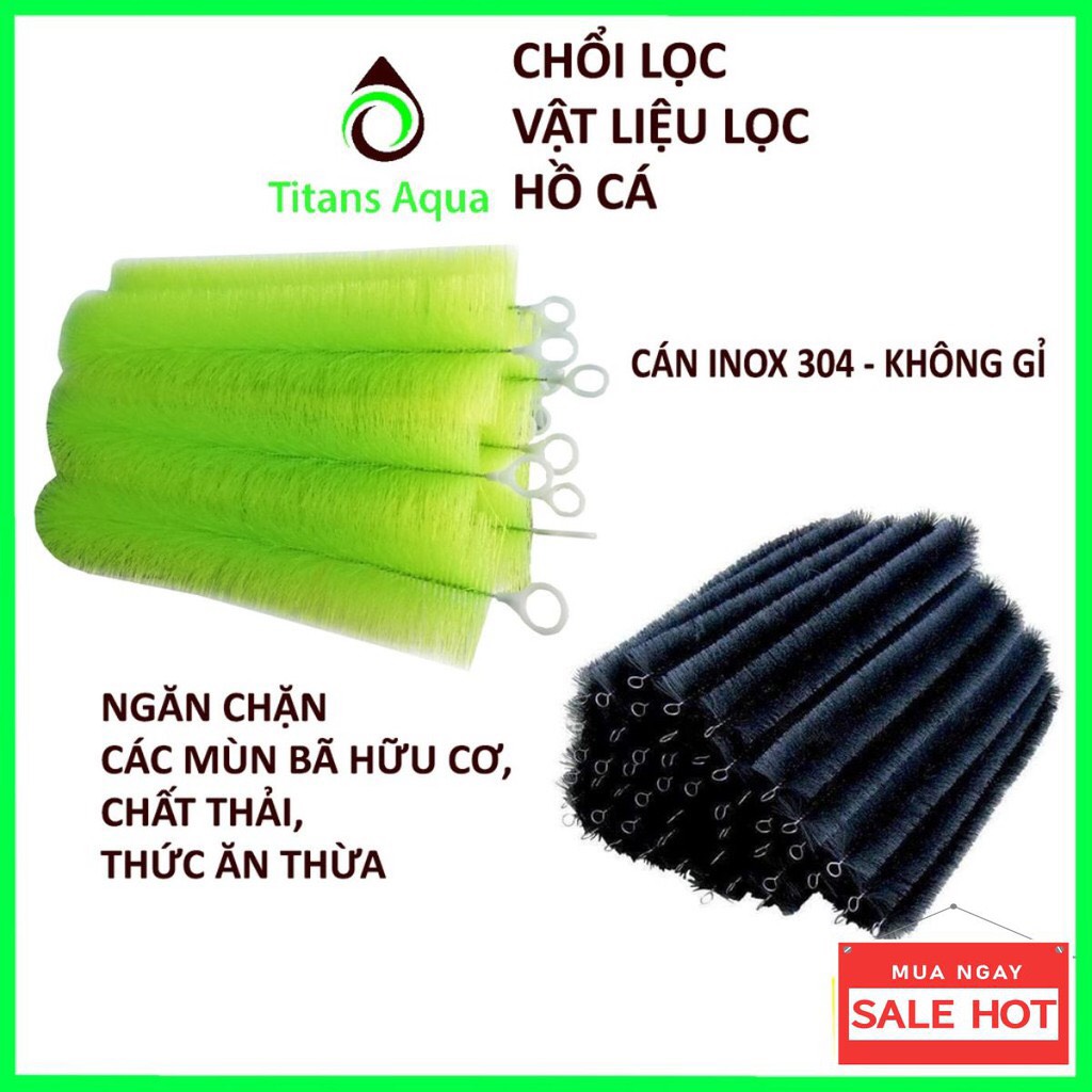 Chổi lọc cán nhựa cho hồ cá màu xanh 40-60-80-100-120cm. phụ kiện hồ cá chổi lọc giành cho hồ cá koi