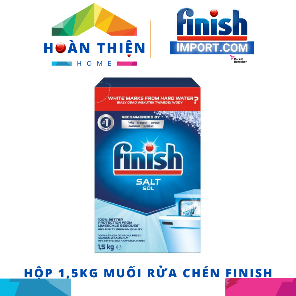 [HCM - Chính Hãng] Hộp muối 1.5kg Finish (Salt) chính hãng nhập khẩu EU tại HCM - Làm mềm nước trong khoan máy rửa chén