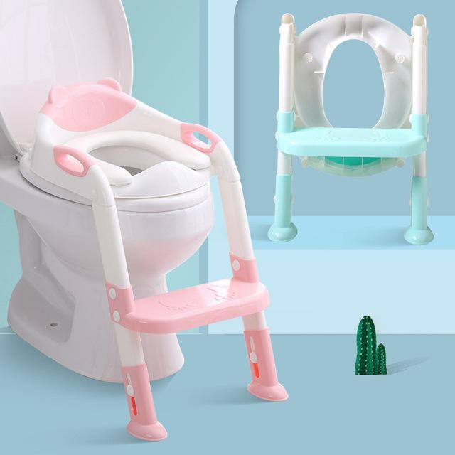 Potty Training Seat with Non-Slip Step Stool Ladder Potty Chair for Kids Toddlers Comfortable Cushion Handles Splash Guard Adjustable Toilet Seat for Boys and Girls Green 