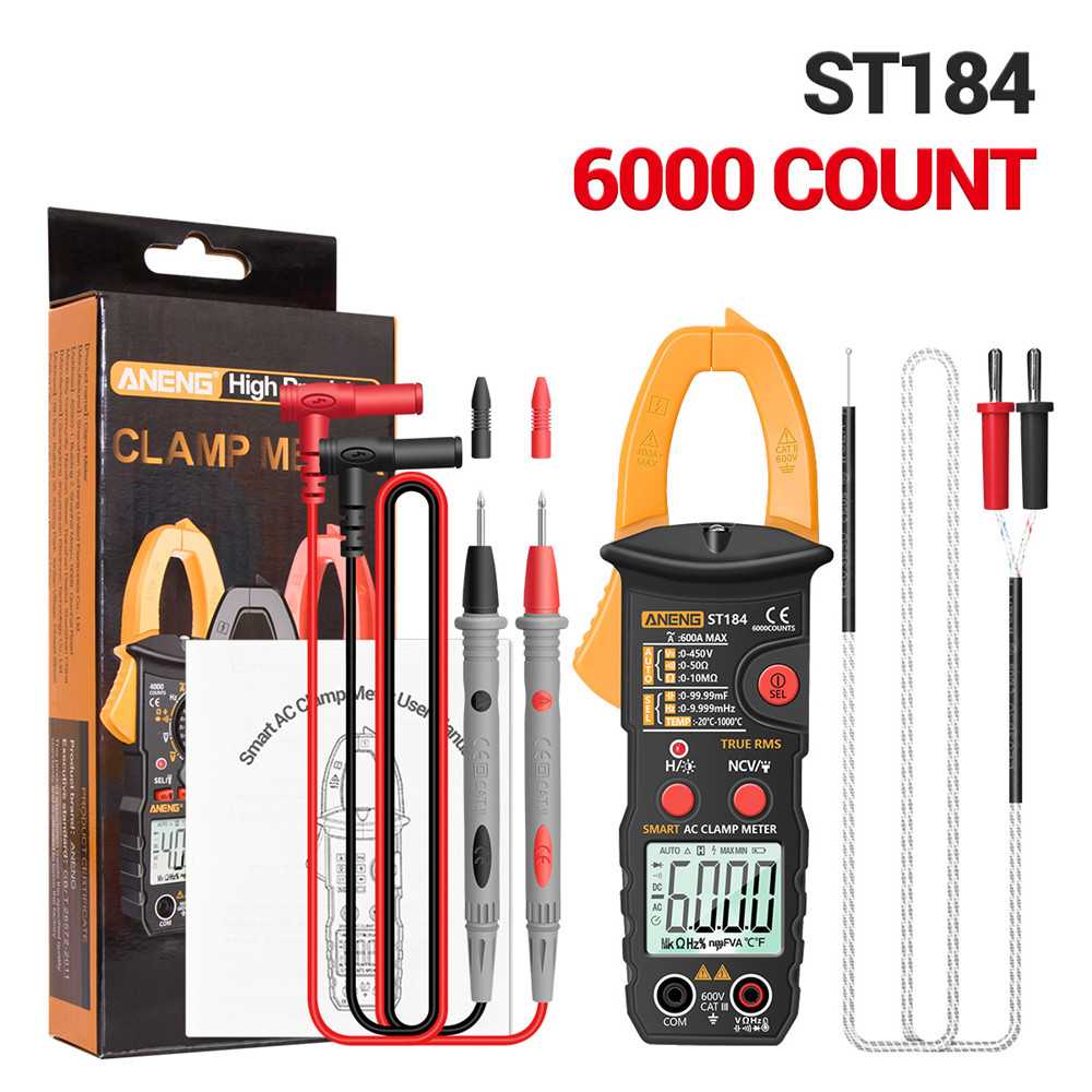 Dipprun aneng st184 digital clamp multimeter meter 6000 counts professional true rms ac/dc voltage current tester hz capacitance