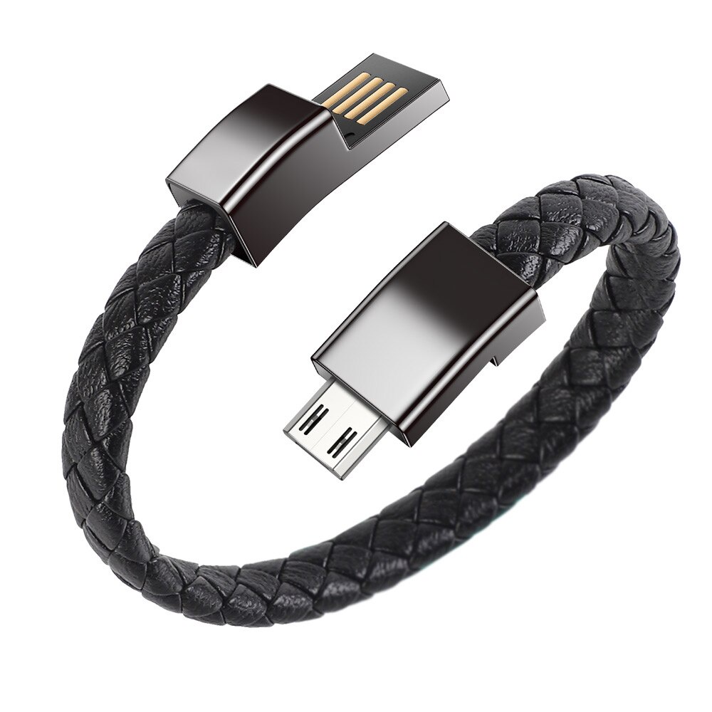 Portable Leather Wristband Bracelet Data Cable Fast Charging Micro USB Type C Charging Cable