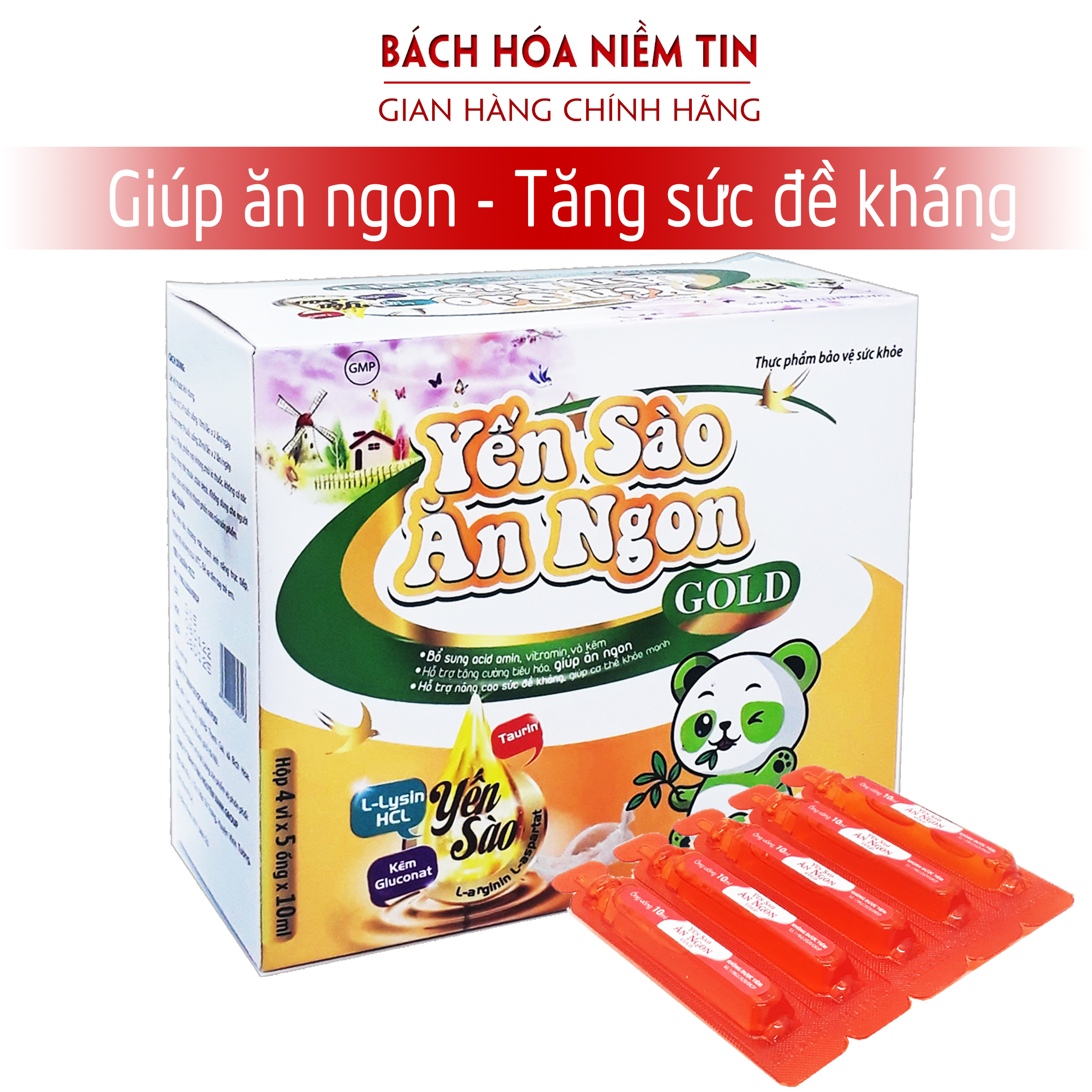 Siro Yến Sào Ăn Ngon Gold - bổ sung yến sào tự nhiên, vitamin và khoáng chất giúp bé ăn ngon, tăng cường tiêu hóa, nâng cao sức đề kháng hiệu quả - Hộp 20 ống chuẩn GMP