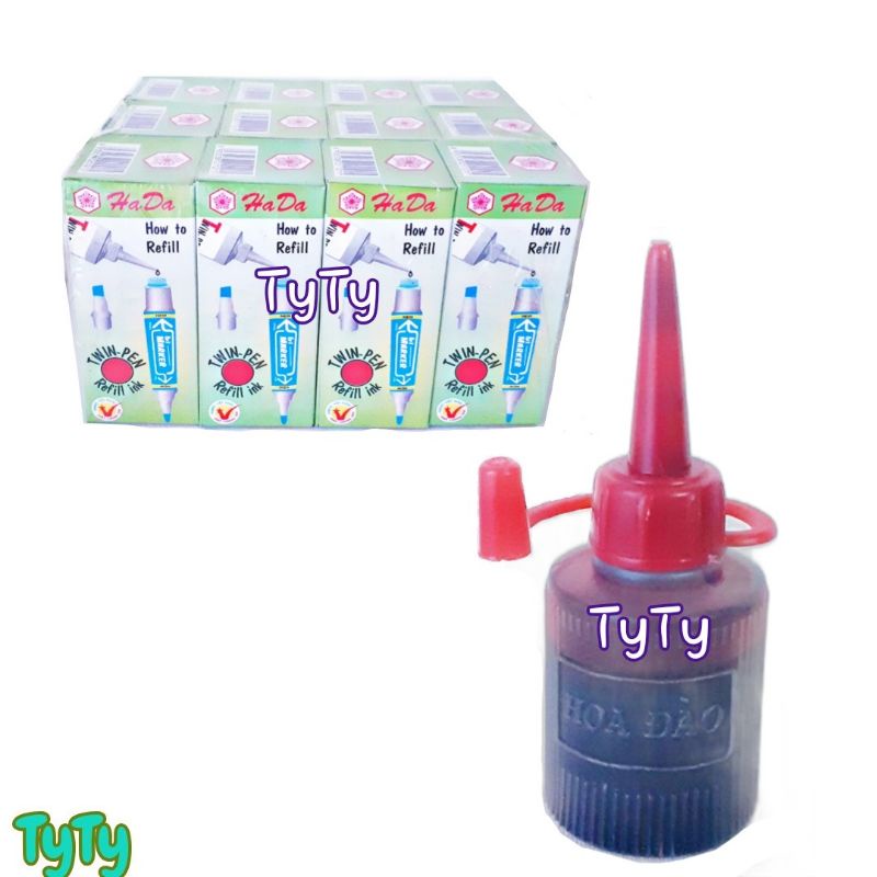 1lóc 12 chai mực lông dầu bơm mực vào bút lông