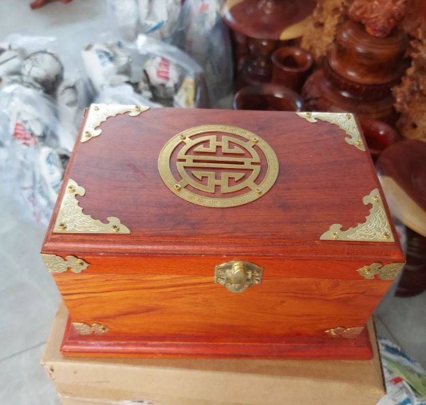 Hộp tiết kiệm bằng gỗ hương, đựng trang sức, con dấu có khóa số