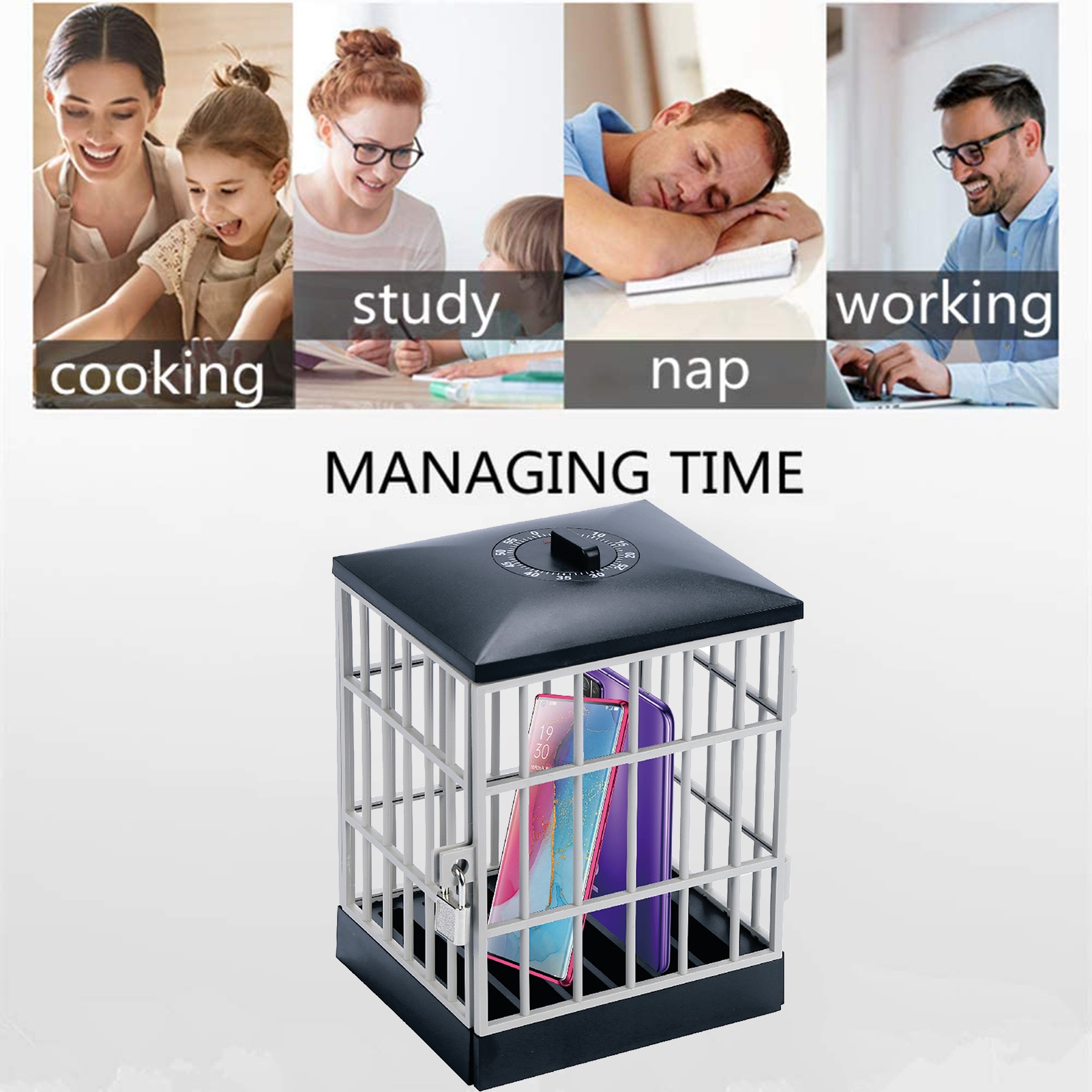 Mobile Phone Jail Cell Prison Lock Up Safe Smartphone Home Table Office Gadget Storage Box Locking Cage Party Storage