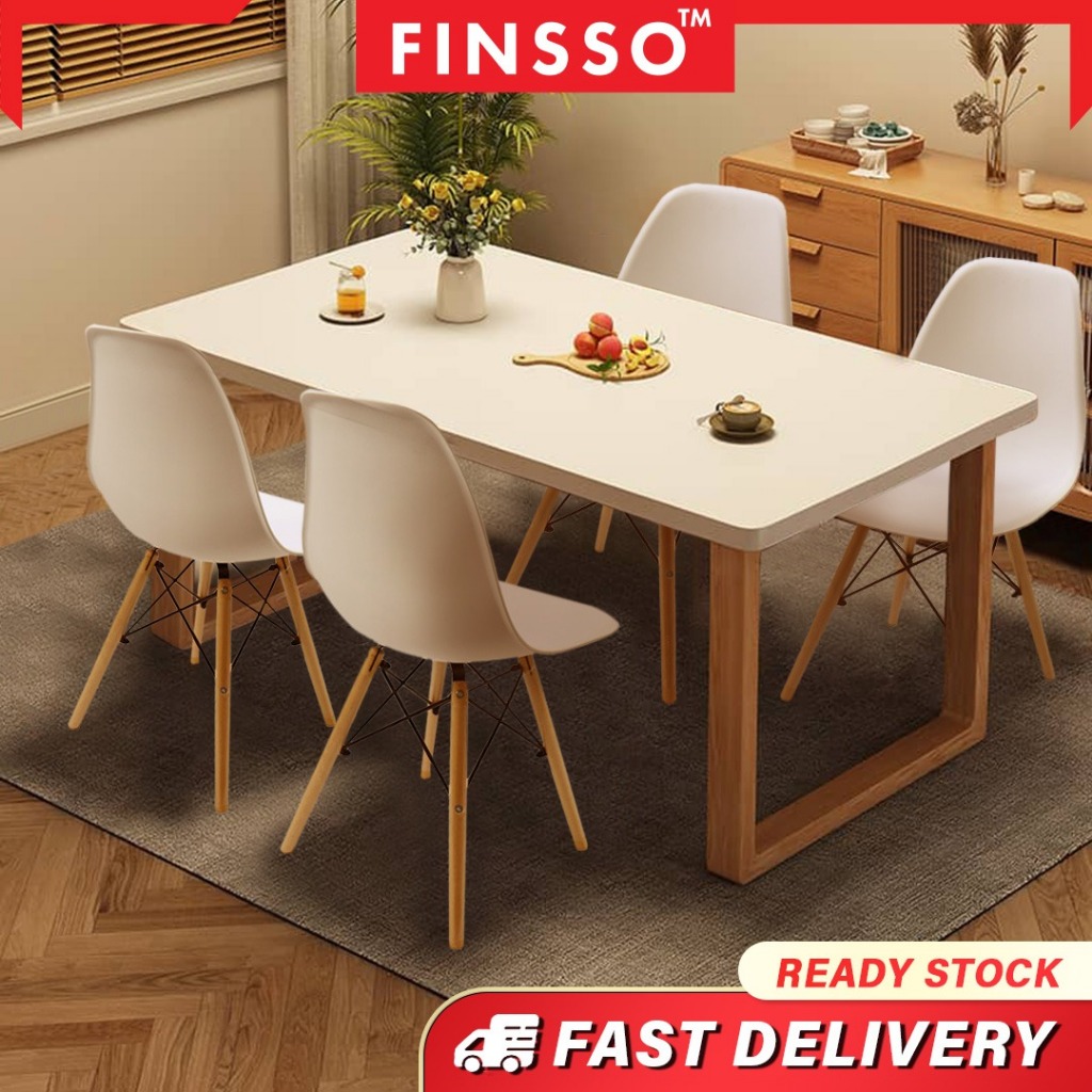 Finsso: Zanis Solid Wood Base Dining Table Set Dining Chairs