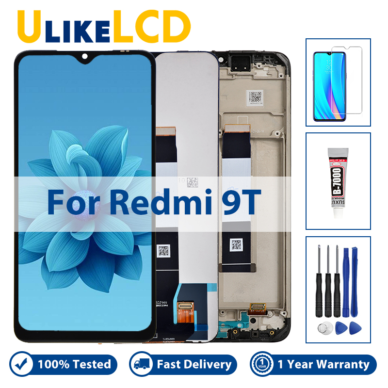 6.53" for xiaomi redmi 9t lcd display touch screen digitizer assembly with frame j19s m2010j19sg m2010j19sy poco m3 lcd