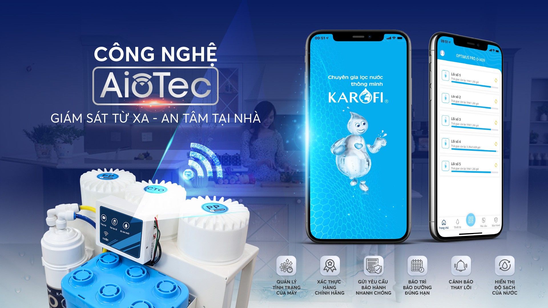 Máy lọc nước Karofi KAQ-U95 10 lõi