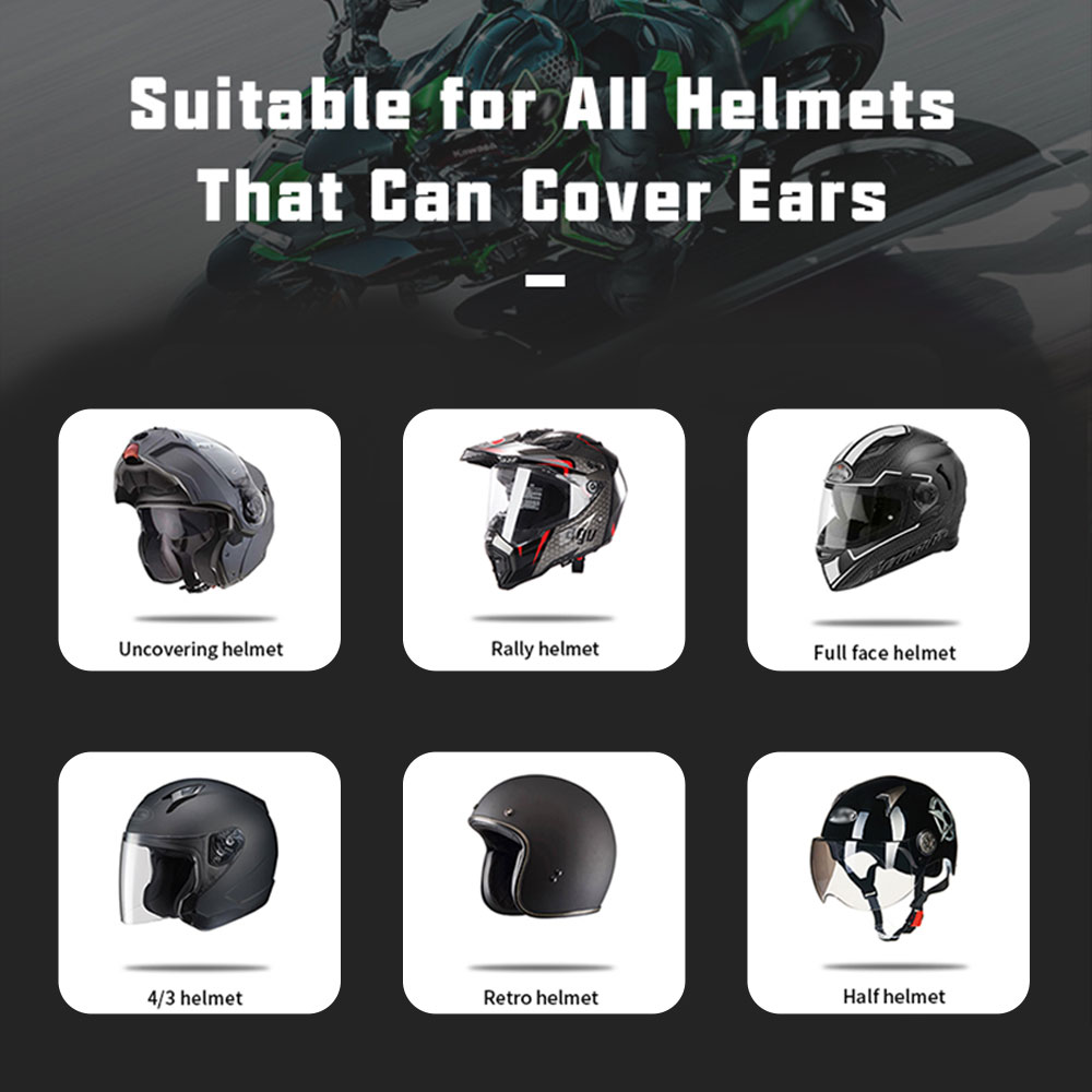 Aitemay Motorcycle Bluetooth 5.0 Stereo Headset Universal Headphone Wireless Earphone