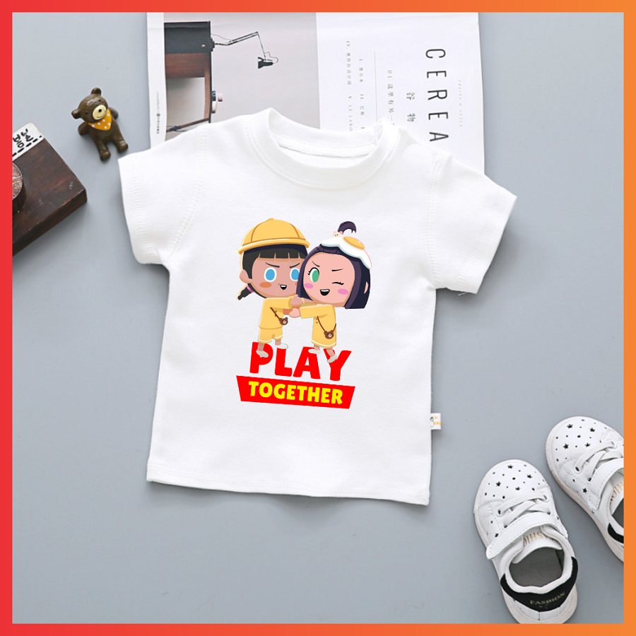 Áo thun play together màu trắng đủ size cho bé trai bé gái