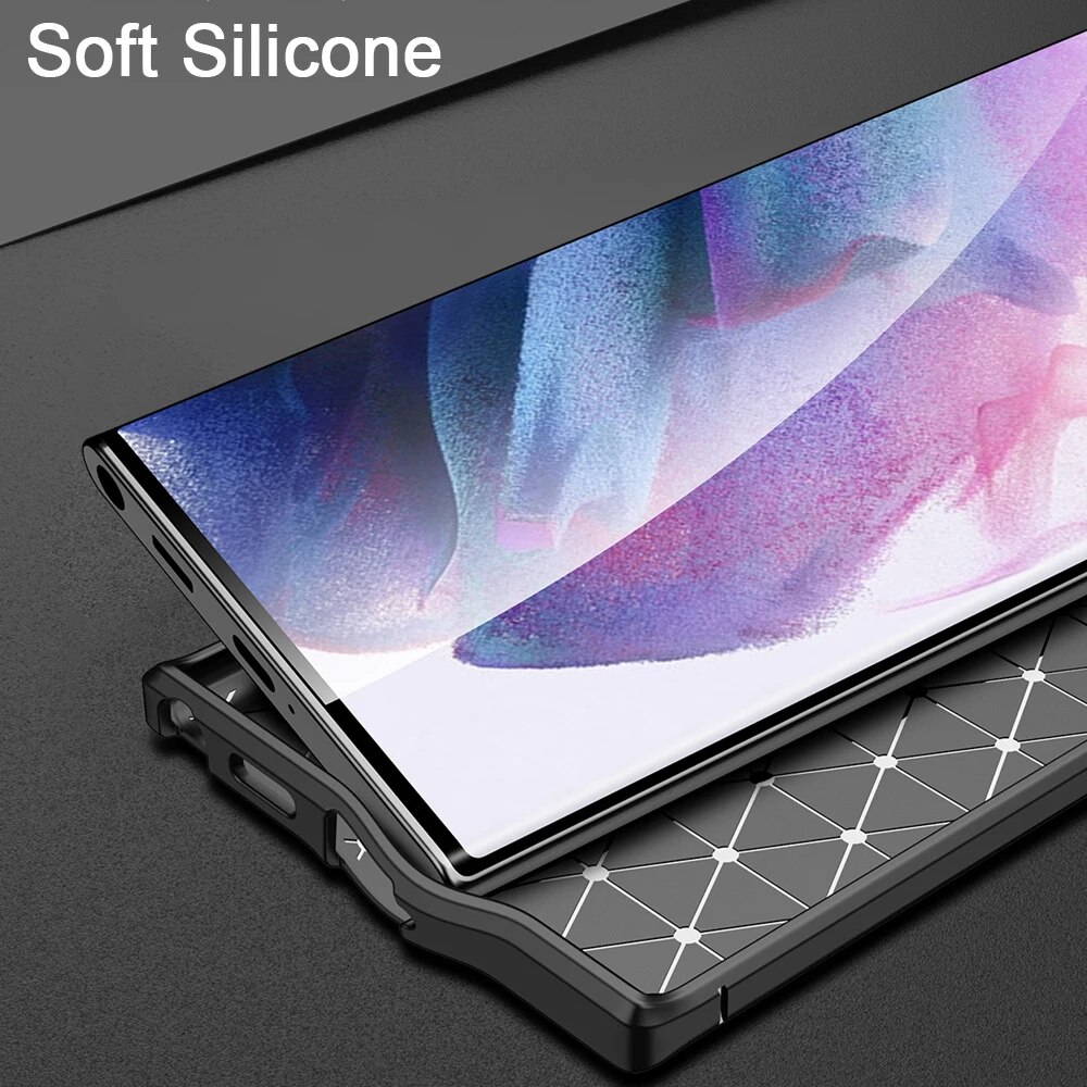 KEYSION Shockproof Case for Samsung S22 Ultra 5G S24+ Leather Texture Silicone Phone cover for Galaxy S23 Ulta S21 FE S20 FE. 
