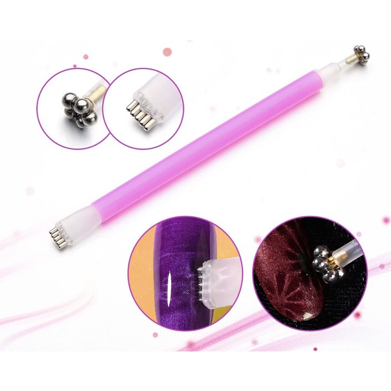Nam châm hít mắt mèo 2 đầu cán hồng