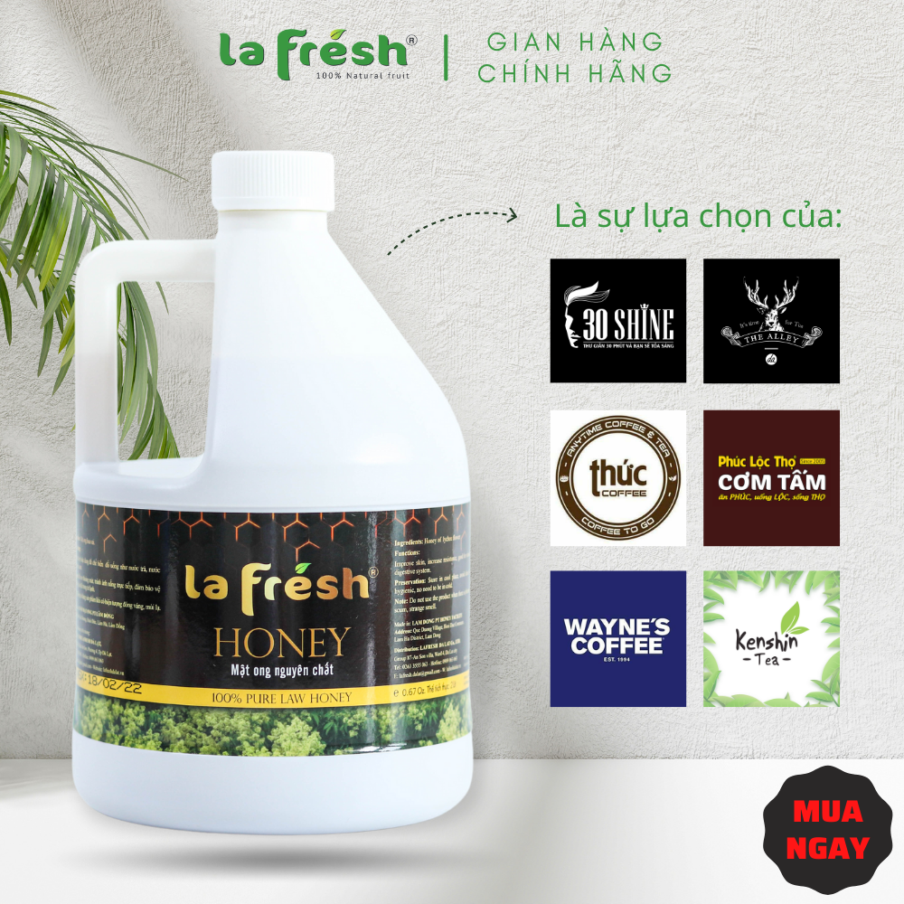 Mật Ong 100% Nguyên Chất Lafresh Đà Lạt Can 2L
