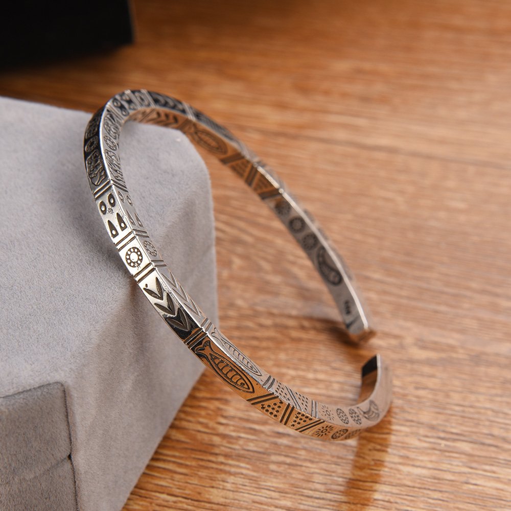 New%202023%20Silver%20Colour%20Auspicious%20Totem%20Bracelets%20Men%20Ethnic%20Open%20Bracelet%20Party%20Jewelry%20Accessories%20Gift%20-%20Image%207