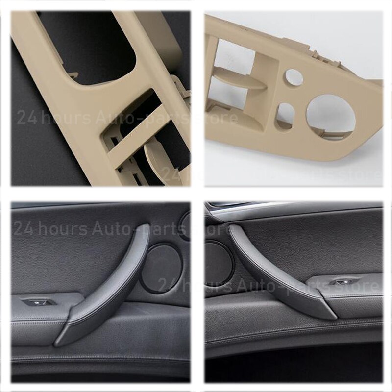 A Set Car Gray Beige Black Armrest Car Left Right Interior Door Handle Inner Panel Pull Trim Cover For BMW E70 E71 X5 X6