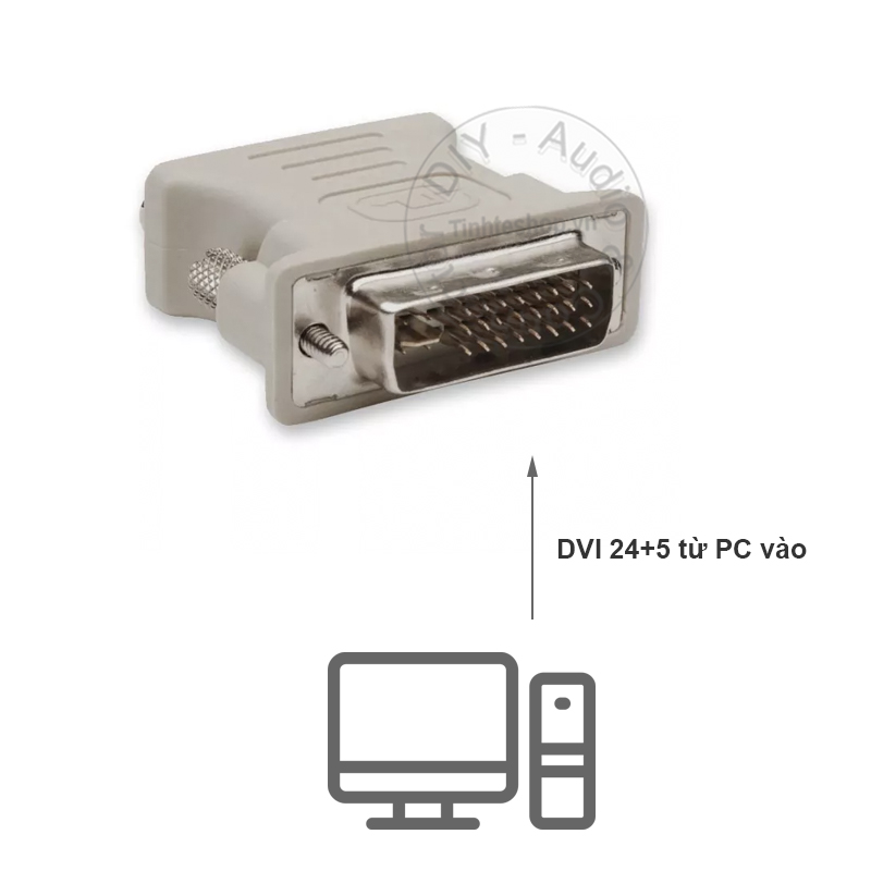 Đầu chuyển DVI sang VGA - DVI-I 24+5 ra VGA màn hình