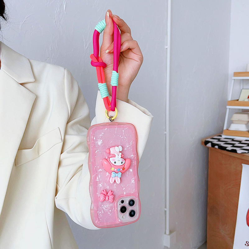 For IP 15 14 Pro Max Samsung Flip 4 Coloful Rope Chain Korean Mobile Phone Cute Knot Portable Anti-loss Hand Bracelet Chain.