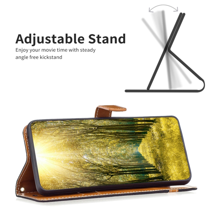 【HZSUNSKY】 For Xiaomi Redmi Note 13 Color Block Denim Texture Leather Phone Case