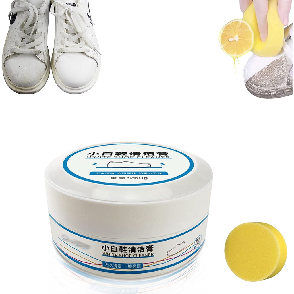 AURIGATE White Shoe Cleaning Cream,Stain Cleansing Cream for Shoe,Re-Color  & Polish Smooth Leather Shoes & Boots,Sneaker Cleaner White Shoes, White