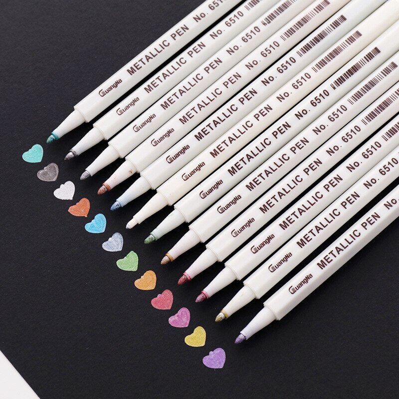 Metallic Marker Pens 12 Colors Metallic Markers For Black Paper, Colo, Card Making, Rock Painting, DIY Photo Album