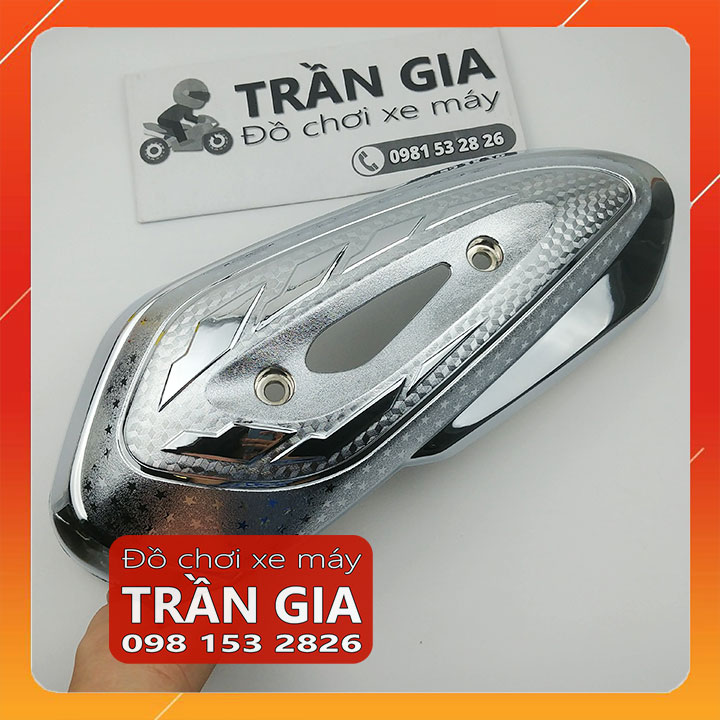 Ốp pô xe sh mode 2013-2014-2015-2016-2017-2018-2019 chụp che bô xi inox crom cacbon - phụ kiện trang trí